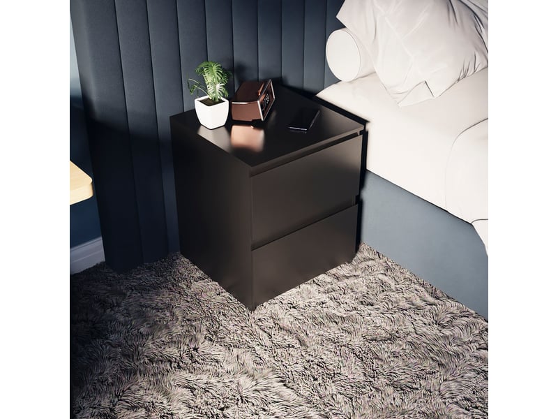 Table de chevet denver, commode de nuit, chambre, rangement, grand, 2 tiroirs, noir 3331837 - Conforama W