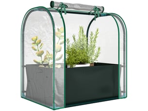 Mini serre avec sac de plantation, serre portable avec porte enroulable, 68 x 50 x 70 cm, vert foncé