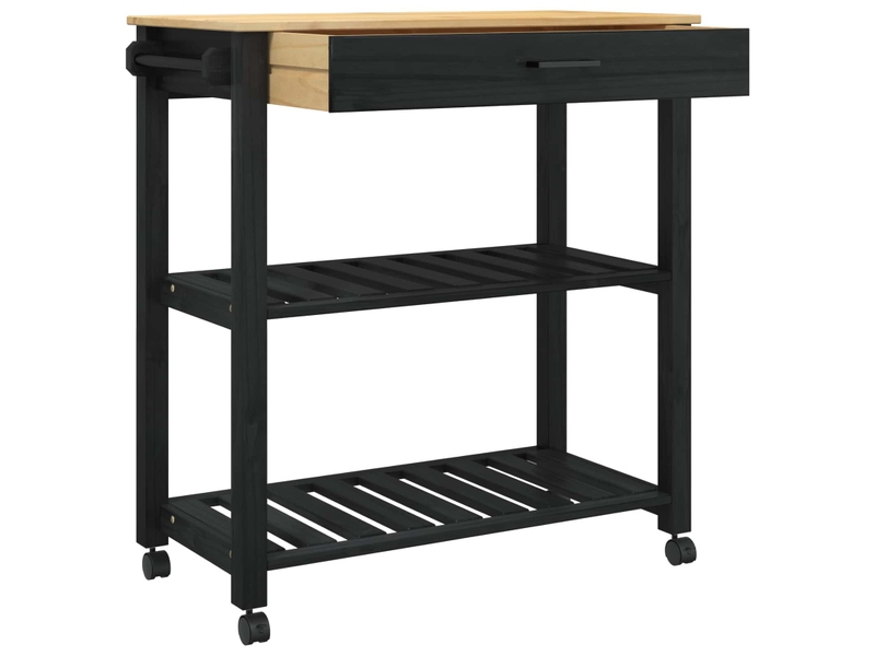 Desserte de cuisine, chariot de rangement monza noir 84x40x88,5 cm shl52244  - Conforama D