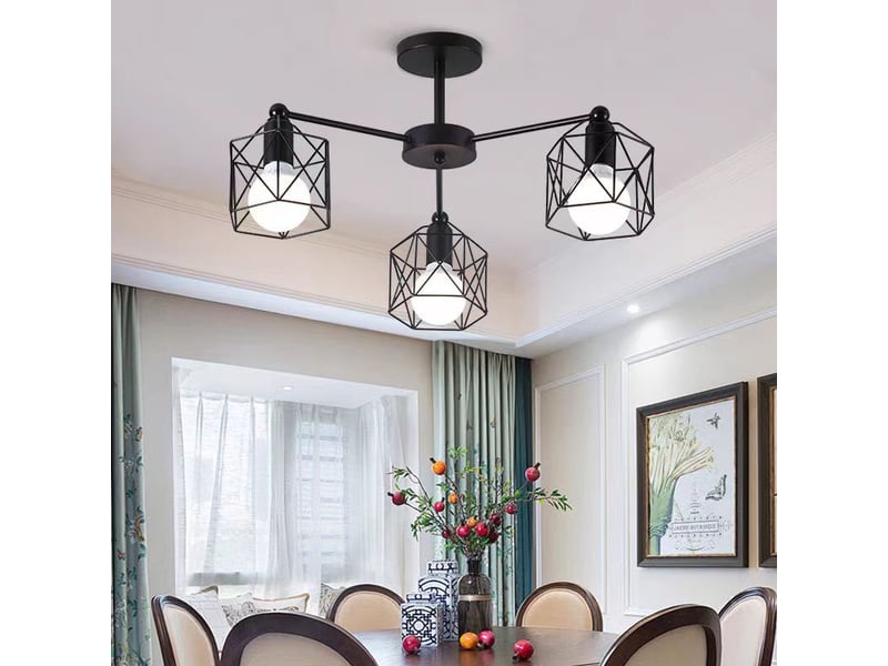  Plafonnier rond en métal chromé – 3 flammes, spots orientables  - Conforama C