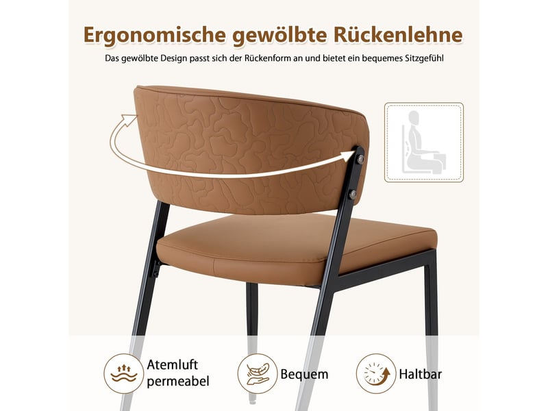  Chaise de salle à manger lot de 2 moderne rembourrée piètement métal dossier ergonomique similicuir  - Conforama E
