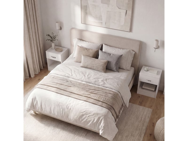  Table de chevet riano, commode de nuit, chambre, 47x40x36cm, set de 2, 1 tiroir, blanc 3332395 - Conforama E