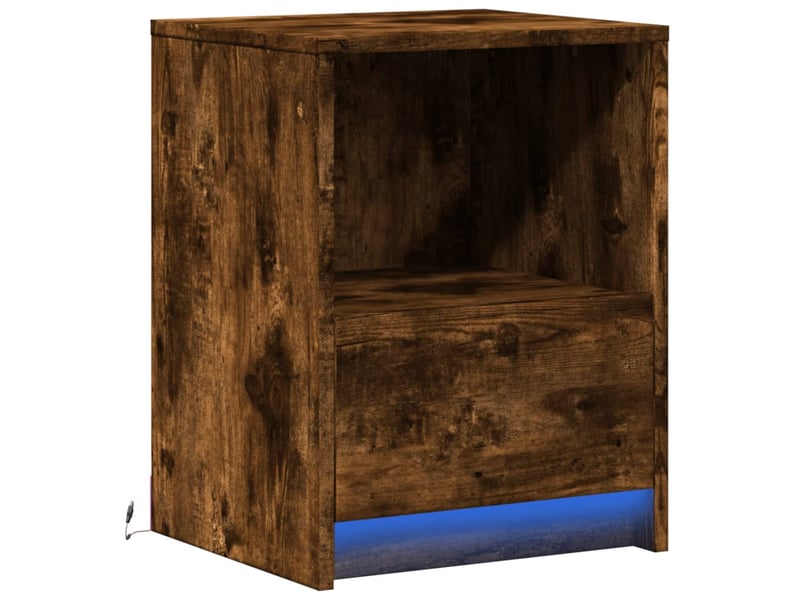  Table de chevet - cabinet de chevet - table de nuit et lumières led chêne fumé bois d'ingénierie  - Conforama B