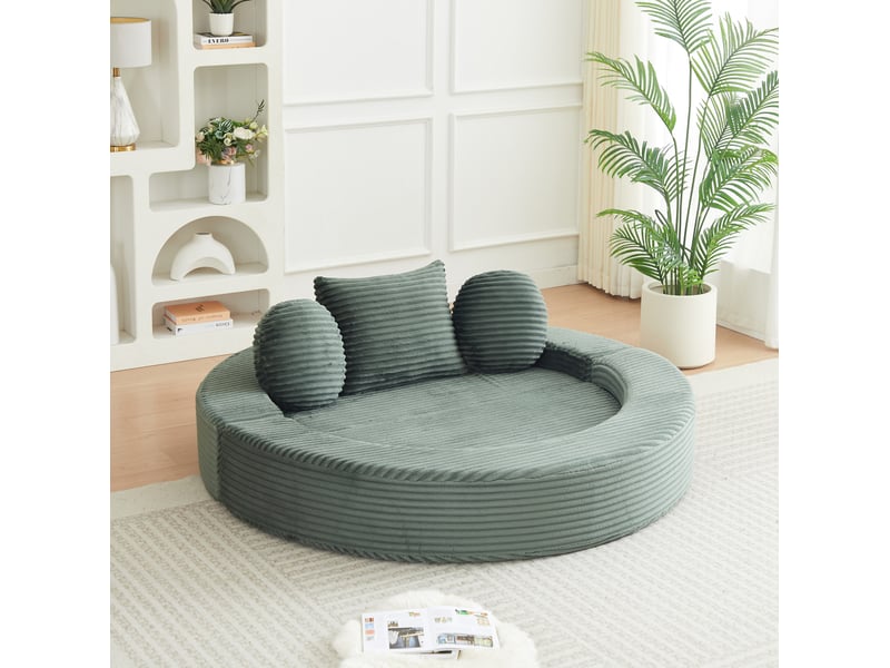  Canapé-lit 4-en-1 modulable en velours côtelé vert homvra  - Conforama C