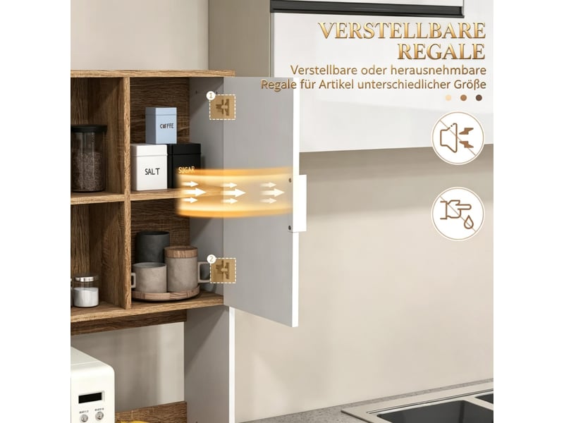  Buffet de rangement - buffet de cuisine à 4 portes, 1 tiroir et système de gestion des câbles, meuble de rangement  - Conforama D