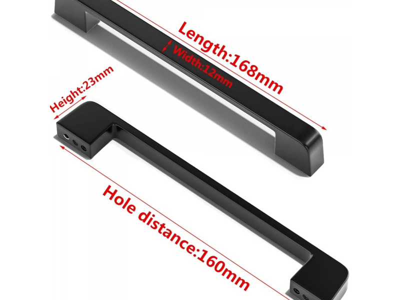  4 pièces de poignées pour meubles et portes de cuisine (poignées en barre, noires, distance entre axes 160 mm)  - Conforama E