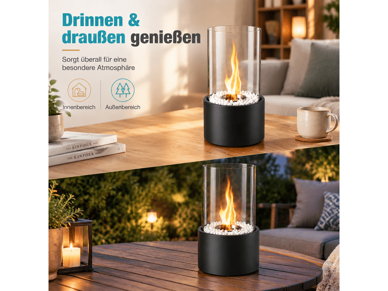 Zmh cheminée éthanol de table noir 16x26.9cm cheminée décorative pour intérieur et extérieur - Conforama C