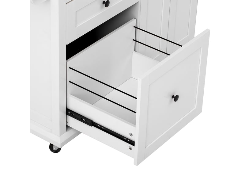 Desserte de cuisine 107 x 45-70 x 90,5 cm blanc et bois clair en mdf, plan extensible à roulettes - Conforama E
