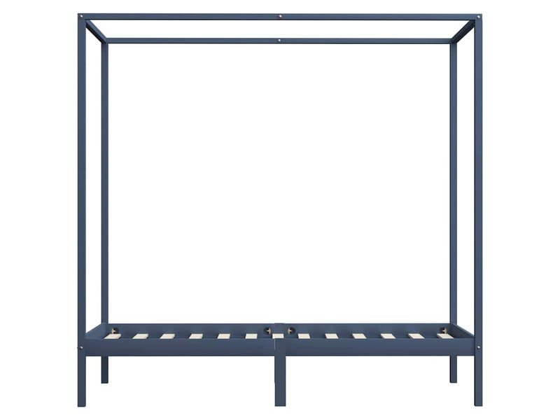  Lit simple- lit adulte -  cadre de lit à baldaquin sans matelas gris bois massif 90x200cm  - Conforama C