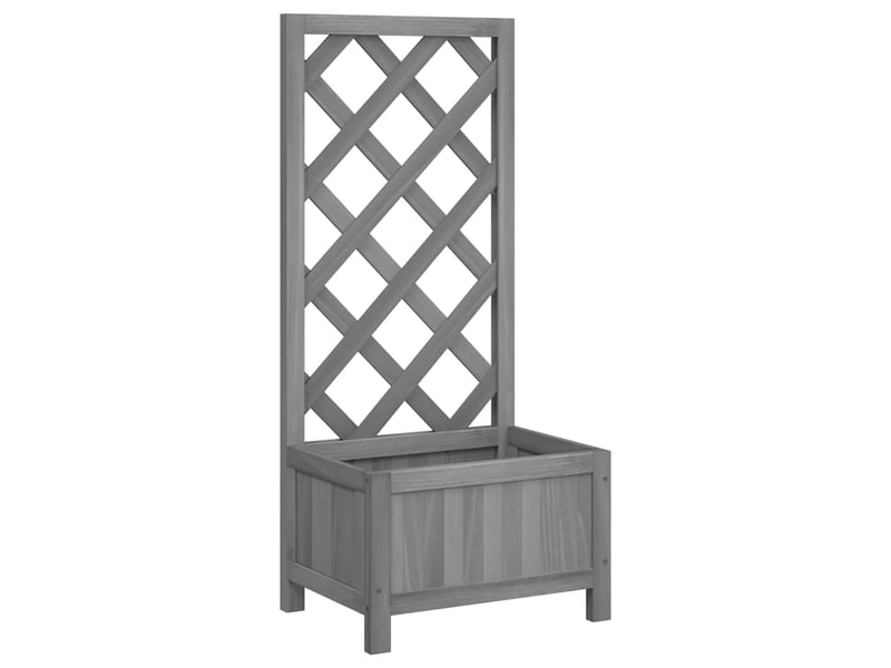  Jardinière - bac à fleurs avec treillis gris 40x30x90 cm bois massif de sapin  - Conforama A