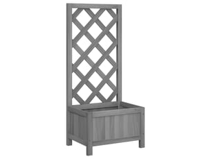 Jardinière - bac à fleurs avec treillis gris 40x30x90 cm bois massif de sapin