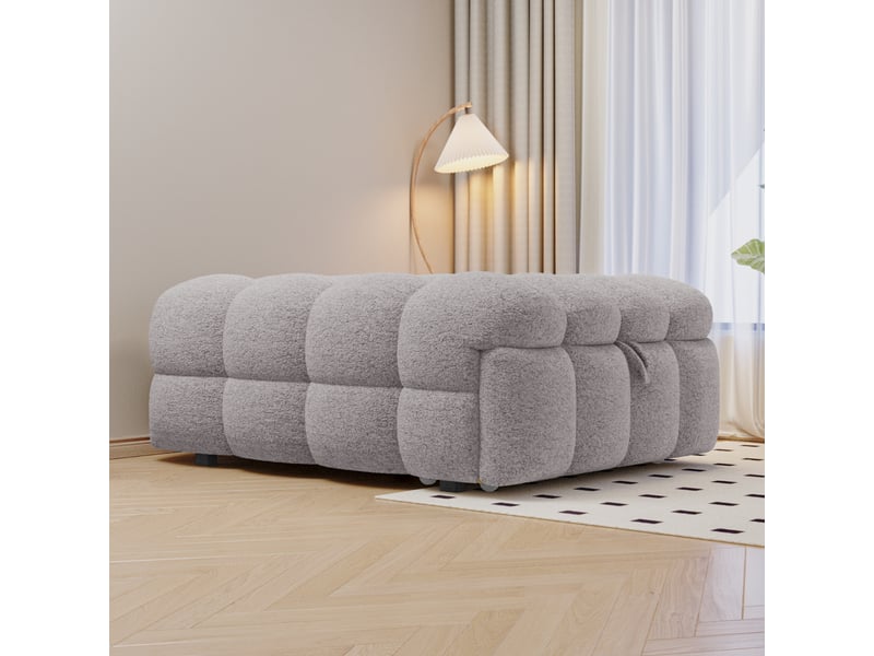  Lit gigogne enfant 70x180 cm, canapé-lit 2 en 1, style minimaliste, tissu teddy gris  - Conforama W