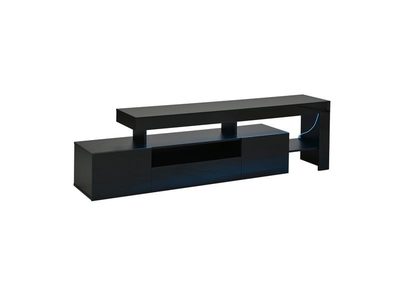  Meuble tv 3 portes avec led panneau de particules noir 192 x 37 x 53 cm N625P333725726S - Conforama B