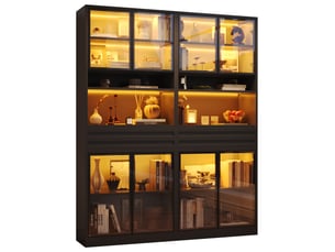 Vitrine coloris noir 8 étagère(s) DESMIU  - 160 cmx200 cm