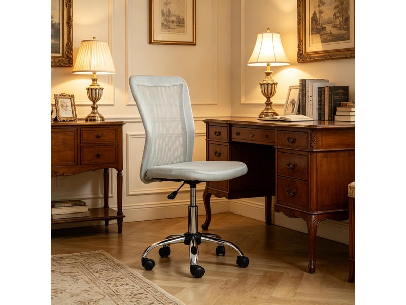  Chaise de bureau pivotante 360° réglable - lpospi - sans accoudoirs, maille - gris, 43 × 58 × 90-100 cm  - Conforama B