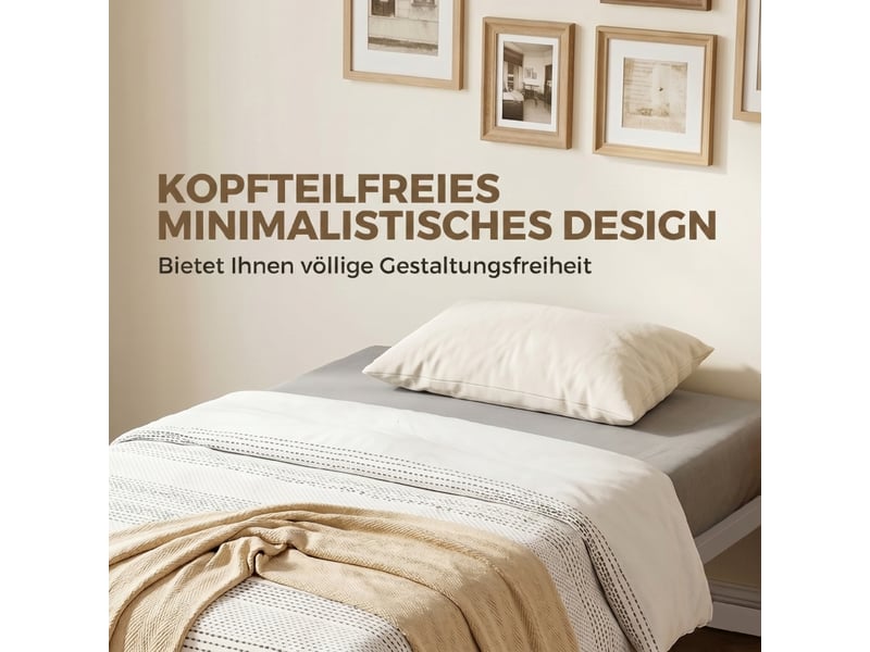  Lit simple 90x200 cm, lit enfant, sommier à lattes, rangement, métal blanc  - Conforama E