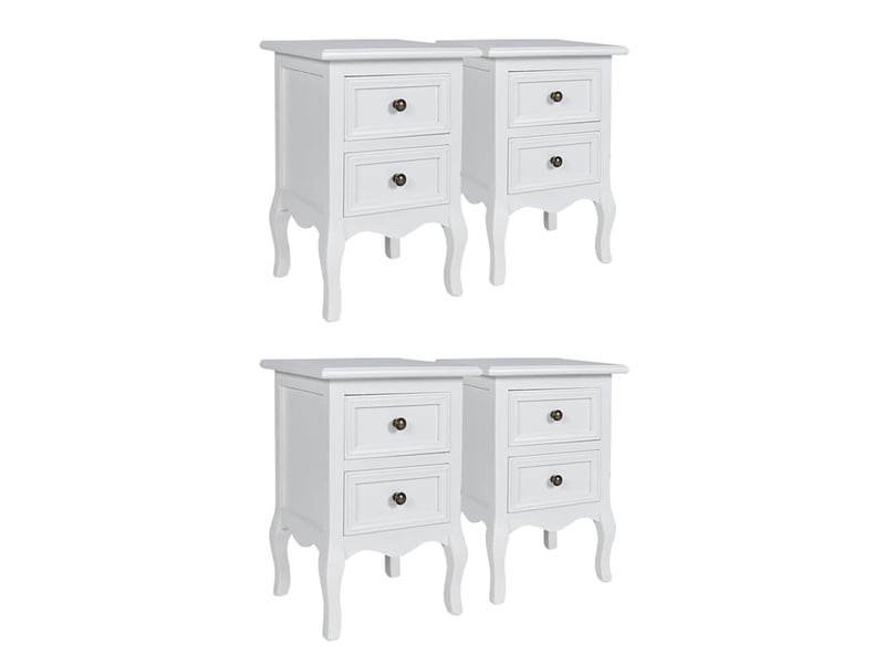  Vidaxl tables de chevet 4x 2 tiroirs mdf blanc table de nuit 34.5x30x49cm chambre à coucher  - Conforama A