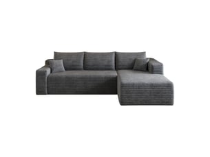Canapé nuage d'angle gris foncé 241cm, canapé en l moderne minimaliste assise profonde sans montage