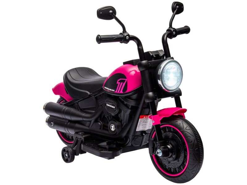Moto électrique pour enfants de 18 à 36 mois avec roues et phare, 76 x 42 x 57 cm, rose et noir - Conforama A
