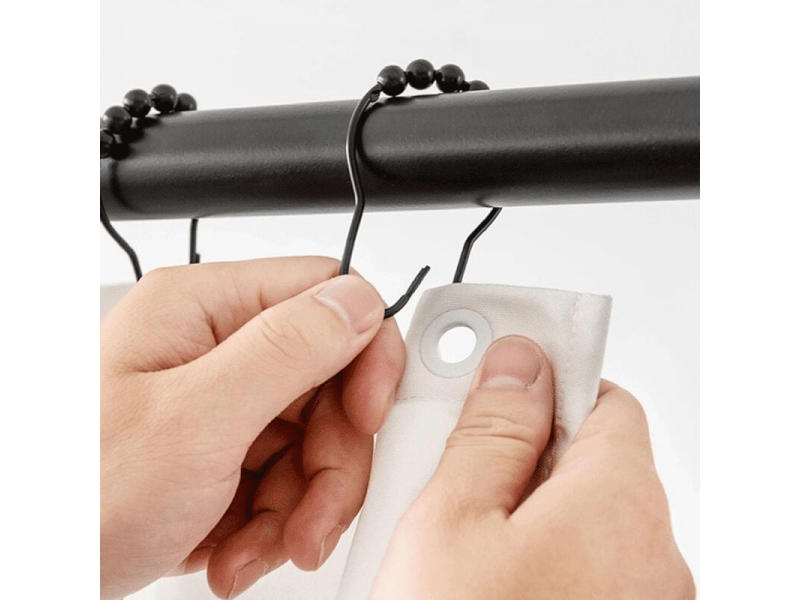 Lot de 12 crochets de rideau de douche coulissants en acier inoxydable pour tringle à rideau de douche de salle de bain (noir - Conforama D