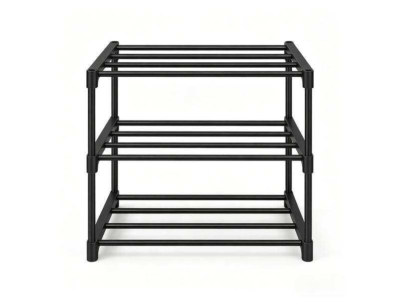  Étagère à chaussures 3 niveaux 42x30x37 cm en métal noir  - Conforama A