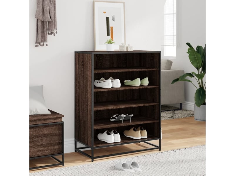  Meuble à chaussures, armoire à chaussures chêne marron bois d'ingénierie et métal shl8013  - Conforama C