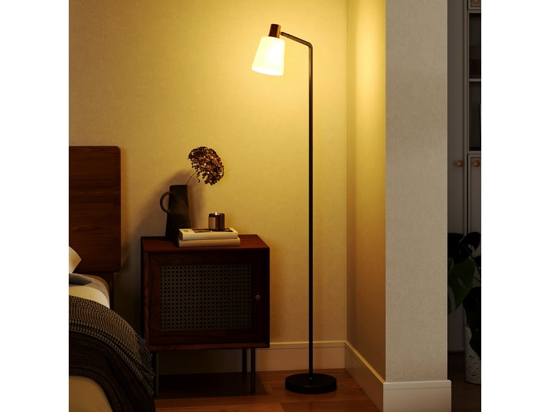  Lampadaire de salon avec tête pivotante à 350°, lampadaire moderne avec 3 températures de couleur, noir  - Conforama C