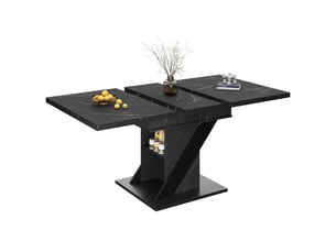 Table de cuisine rectangulaire avec allonge noir - 80x110-140max.cm mdf