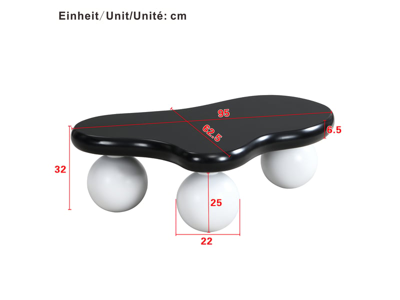  Table basse nuage 95x62,5x32 cm led 16 couleurs mdf noir et blanc  - Conforama C