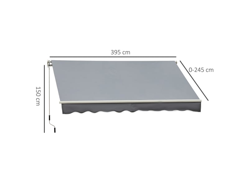 Store banne manuel rétractable 395 x 245 cm store exterieur terrasse avec manivelle, angle réglable 45°-85° - Conforama E