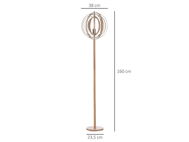  Lampadaire sur pied circulaire 40 w max. Bois abat-jour naturel clair dim.  38 x 160 cm  - Conforama C