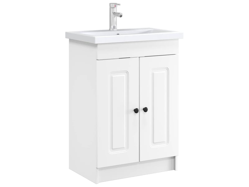  Armoire sous évier de salle de bain, meuble de rangement blanc 78.5x37.5x81 cm shl9193  - Conforama C