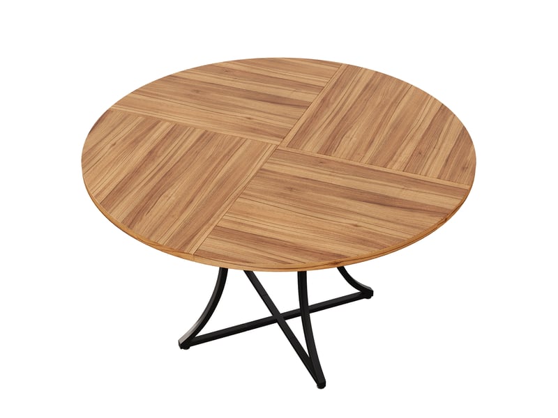  Table à manger ronde 4 à 6 personnes avec étagère mdf noyer et métal d100 cm N653P492095U - Conforama B