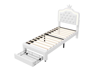 Lit avec rangement 90x200 cm <strong>Lonelyo</strong>  <strong></strong> coloris blanc