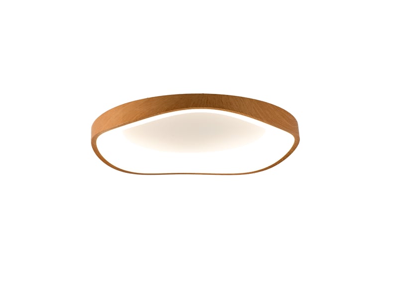  Plafonnier led ondulé ø50 cm 40w 5000 lm cct 3000k-6000k métal effet bois avec diffuseur acrylique, design moderne nordique  - Conforama W