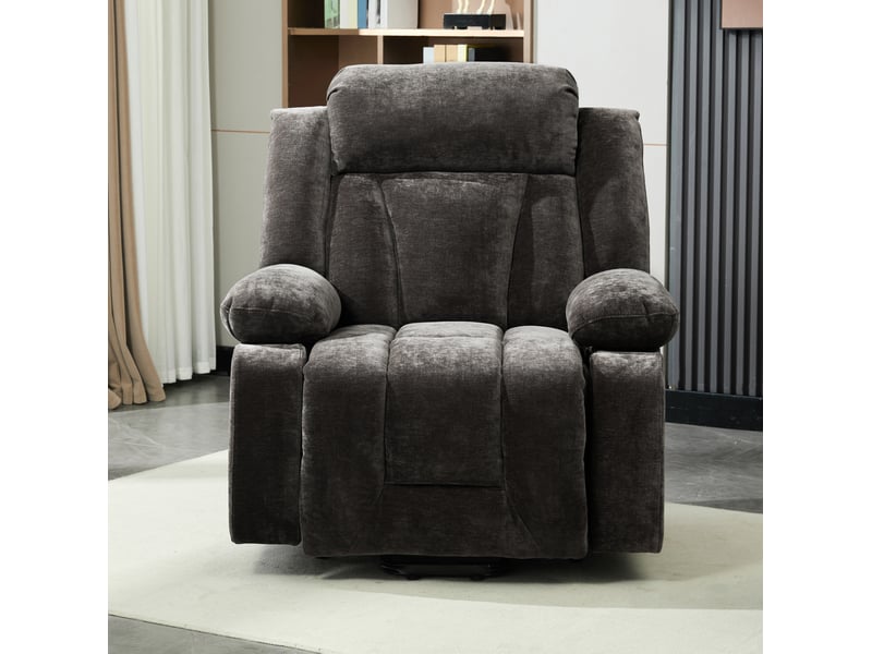  Fauteuil massant électrique releveur avec chauffage, usb et poches latérales en tissu marron 95 × 94 × 107 cm  - Conforama C