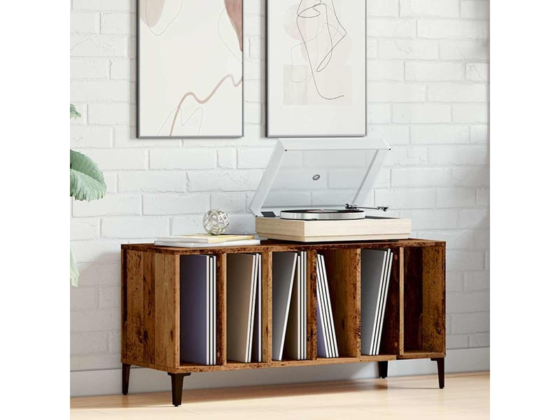  Armoire à disques, armoire de rangement vieux bois 100x38x48 cm bois d'ingénierie shl83465  - Conforama C