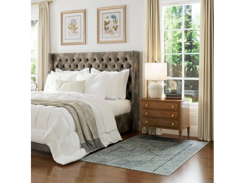  Tapis de salon 170 x 120 cm gris foncé en polypropylène, motif géométrique lavable, style moderne  - Conforama B