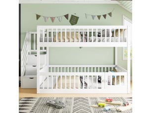 Lit superposé 140x200 cm <strong>MERAX</strong>  <strong>lit enfant blanc</strong> coloris blanc