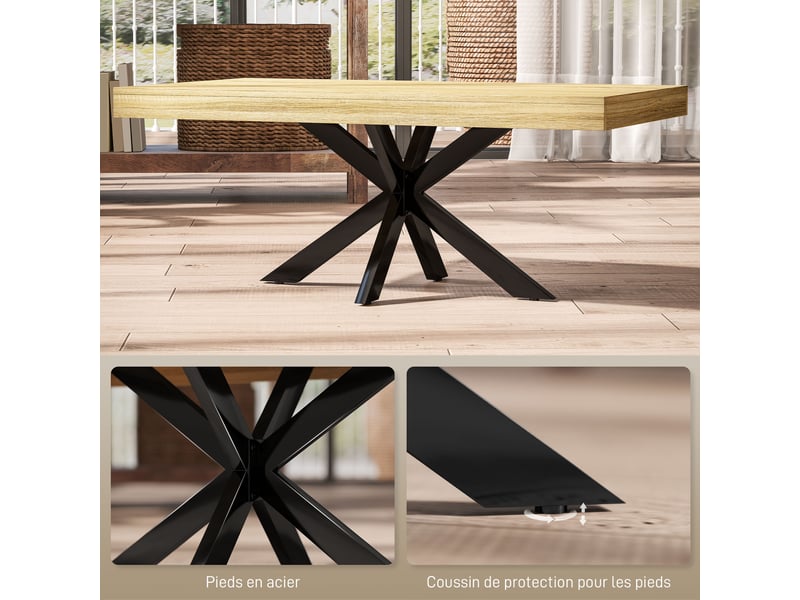  Table basse rectangulaire table d'appoint style industriel en métal noir et plateau dim. 110 x 60 x 45cm - aspect bois  - Conforama E