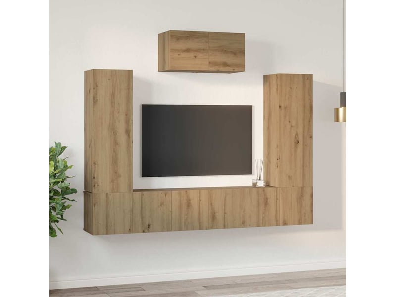 Ensemble meuble tv ; banc tv ; armoire tv 7 pcs chêne artisanal 180 x 30 x 120 cm  - Conforama E