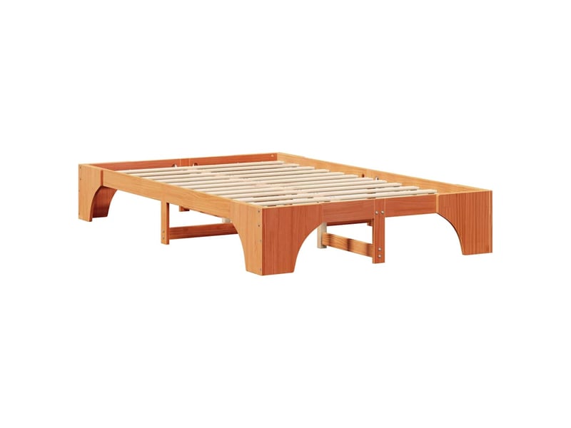  Lit double- lit adulte -  cadre de lit brun  135 x 190 cm pin massif  - Conforama C