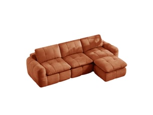 Canapé modulable d'angle 3 places 264x160x68 cm avec pouf en chenille orange