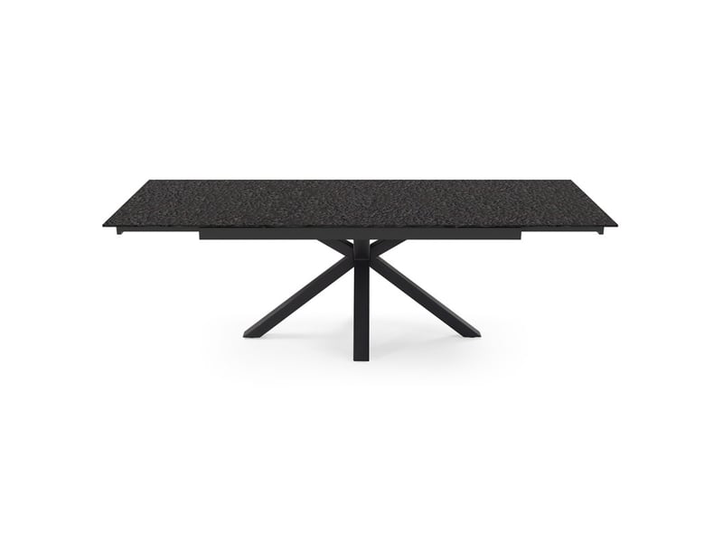 Table extensible 160 à 240 cm verre bullé gris anthracite pied croix - atlanta 04 - Conforama C