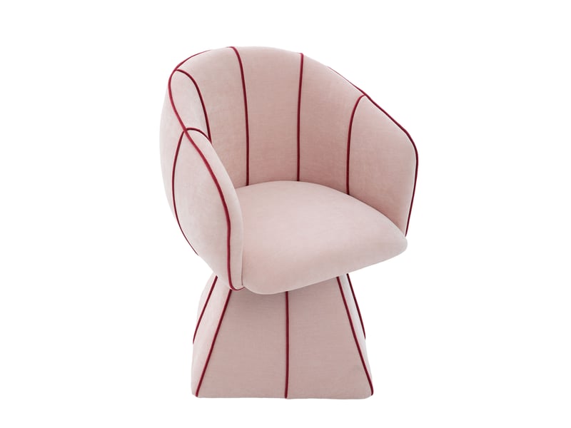  Fauteuil pivotant en chenille rose, dossier haut ergonomique, pour salon et chambre  - Conforama D