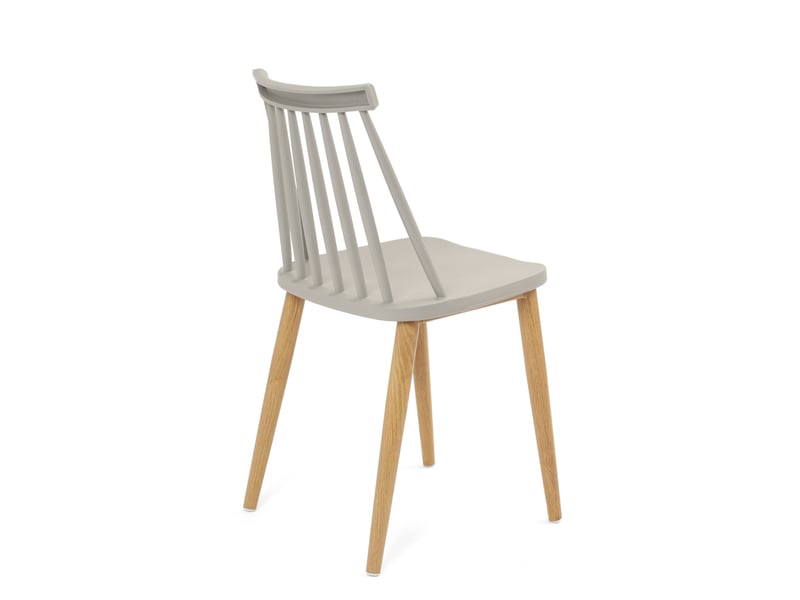 Lot de 2 chaises bistrot scandinaves bao grises à barreaux avec pieds métal décor bois  - Conforama W
