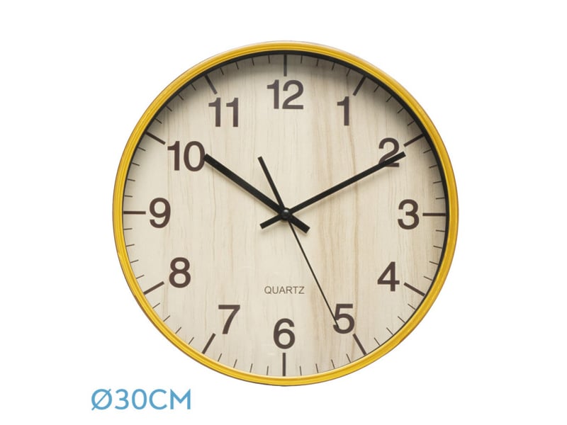  Horloge murale fabrilamp soyala ø 30 cm hêtre mouvement continu 192910085 - Conforama A