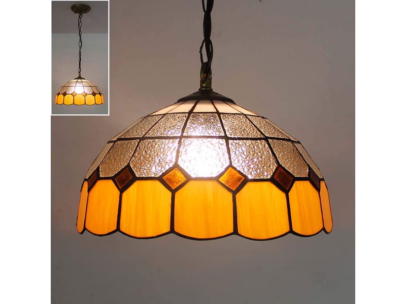 Suspension créative en bois massif et verre, style campagne – e27, source 9w blanc chaud incluse, pour salle à manger, bureau et chambre-style 4 - Conforama C