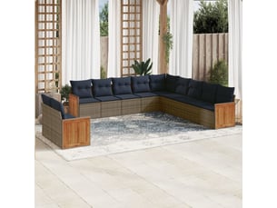 Vidaxl ensemble de canapé de jardin 11 pcs avec coussins gris résine tressée