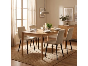 Lot de 4 chaises rembourrées en tissu facile à nettoyer daisy - beige